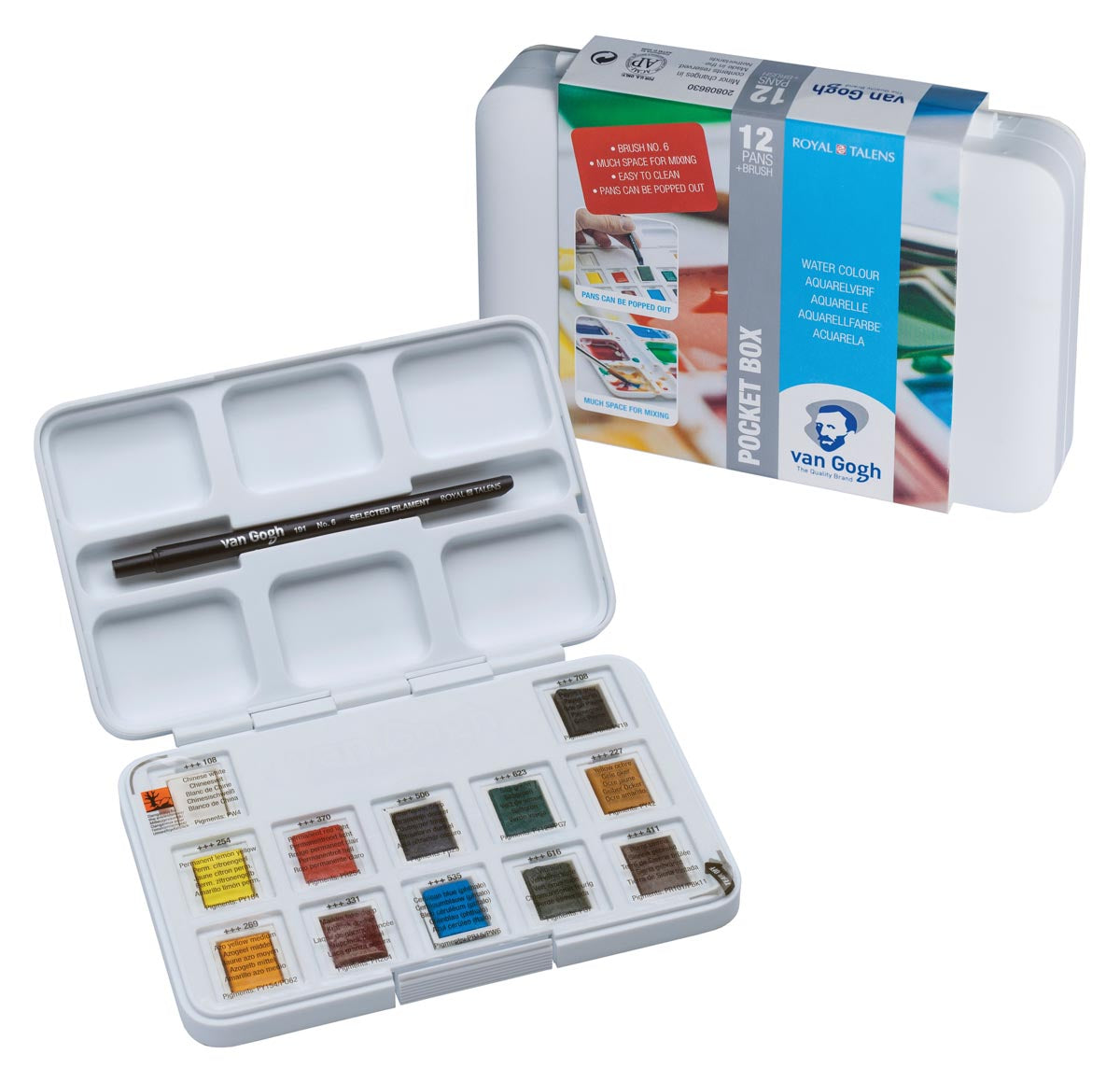 Van Gogh - aquarelle, coffret de poche avec 12 demi-godets