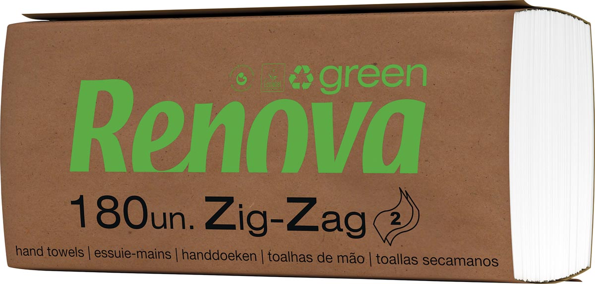 Renova - grüne Papierhandtücher, Z-Faltung, 2-lagig, 180 Blatt, 20er-Packung