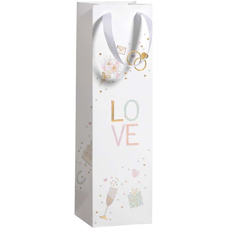 Klika - Geschenkzak Love, voor fles, 11 x 38 x 11 cm