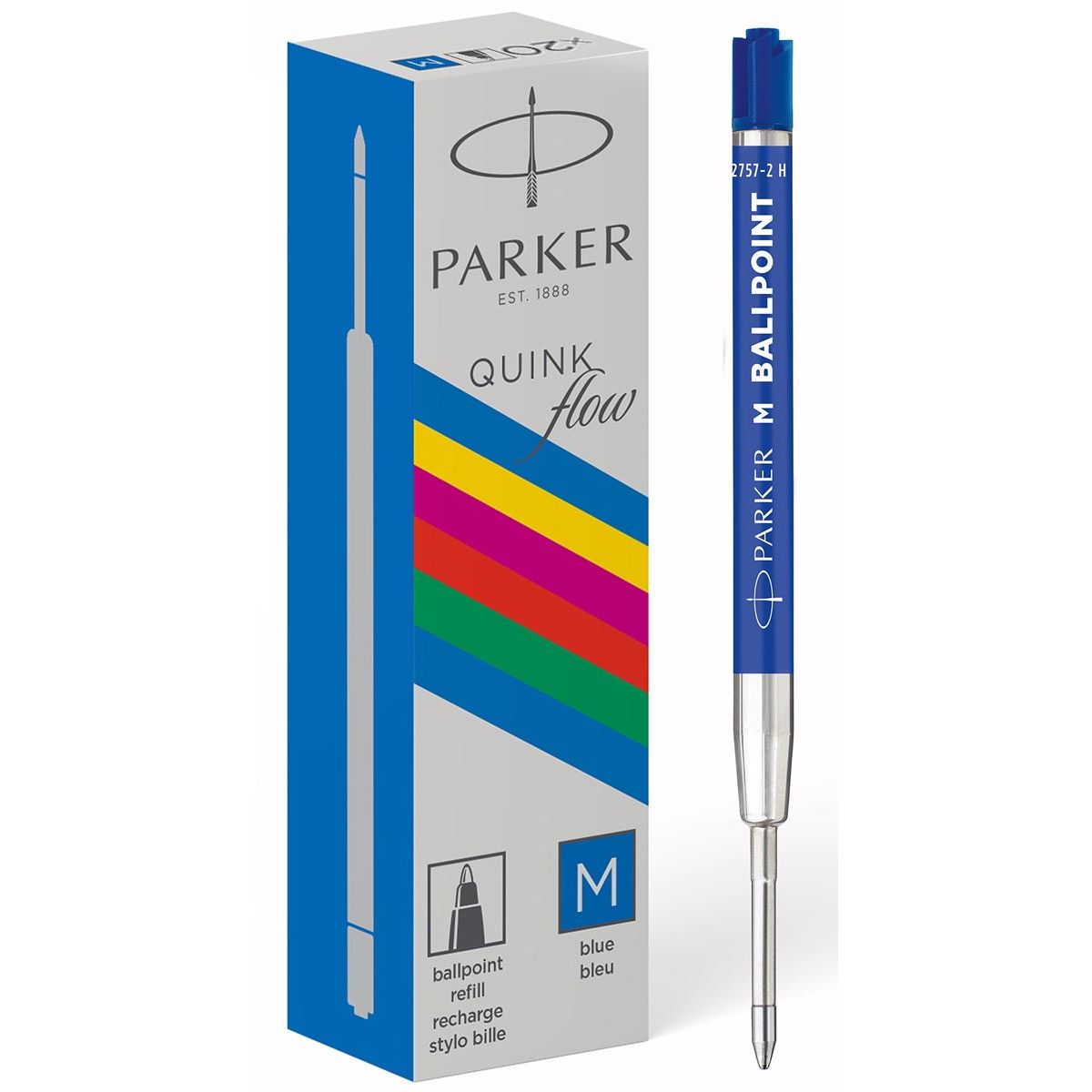 Parker - ECO balpen navulling, medium, blauw, 20 stuks