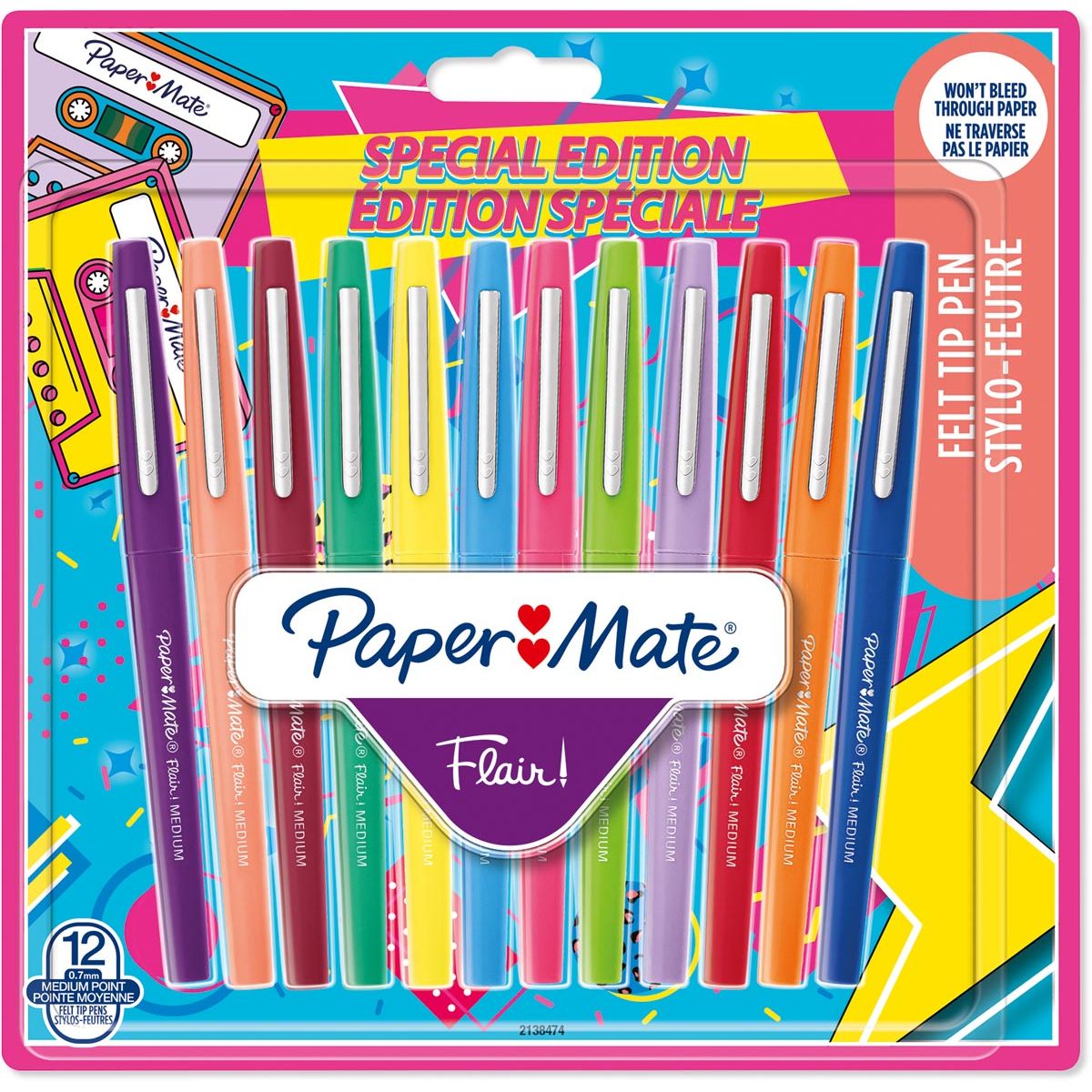 Paper Mate - viltstift Flair Retro, blister van 12 stuks
