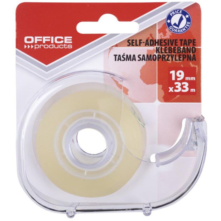 OFFICE products - plakband, 19 mm x 33m, met afroller, transparant, op blister