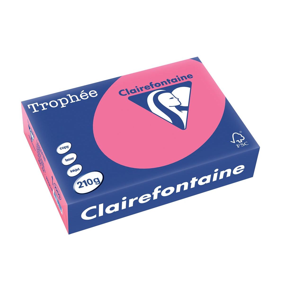 Clairefontaine - Trophée Intens, papier coloré, A4, 210 g, 250 feuilles, fuchsia
