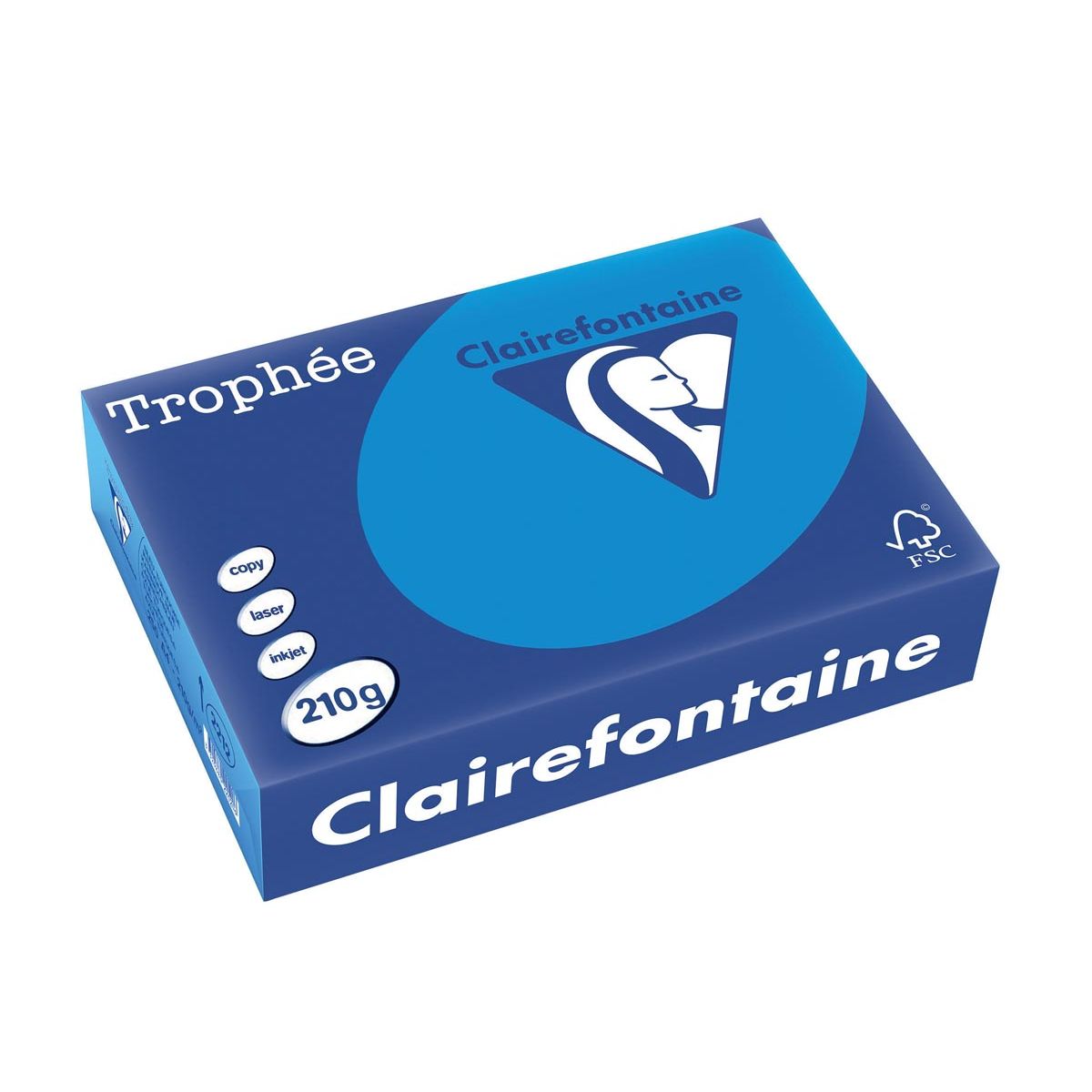 Clairefontaine - Trophée Intens, farbiges Papier, A4, 210 g, 250 Blatt, türkis
