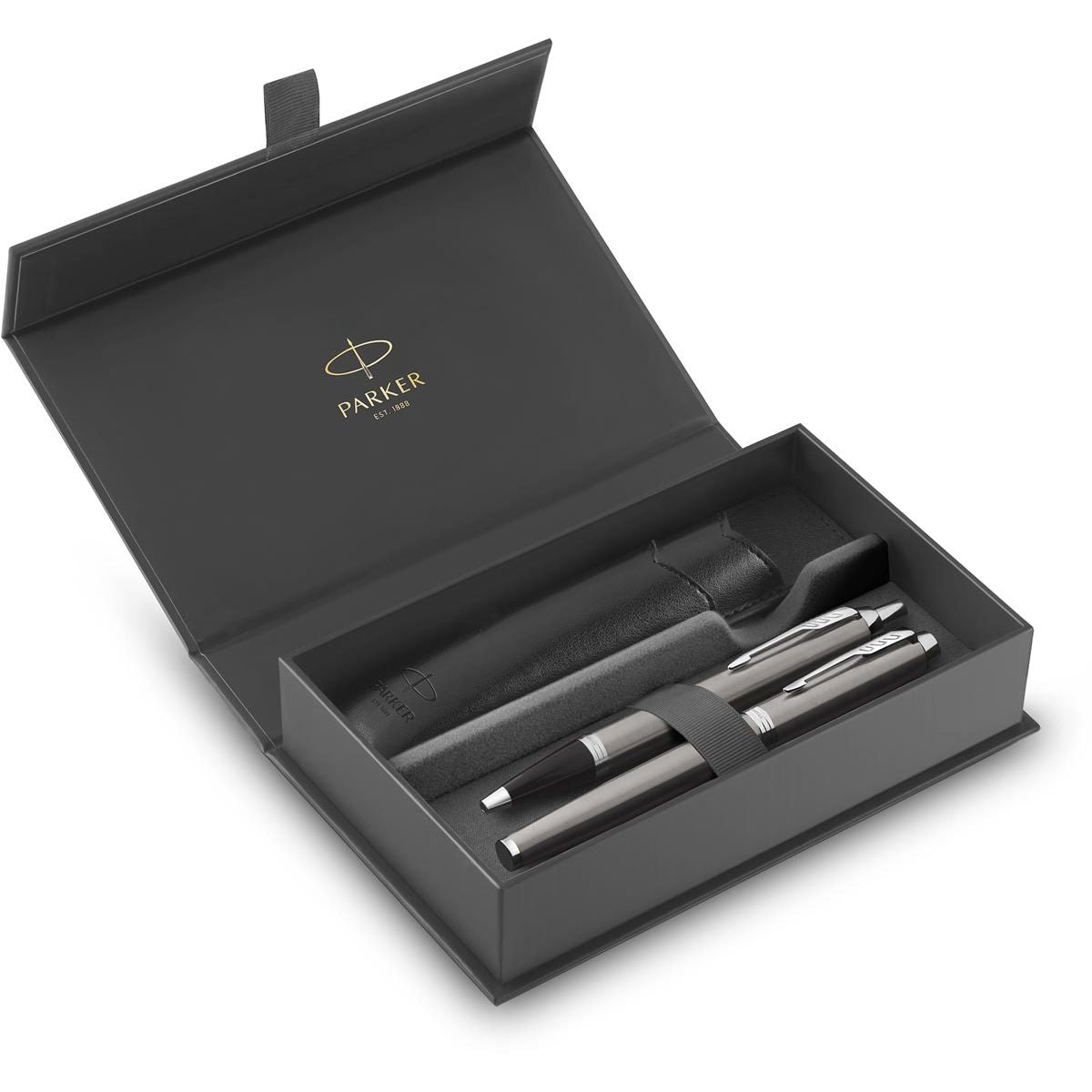 Parker - Stylo à bille et stylo plume IM avec étui acier inoxydable CT moyen 3 pièces