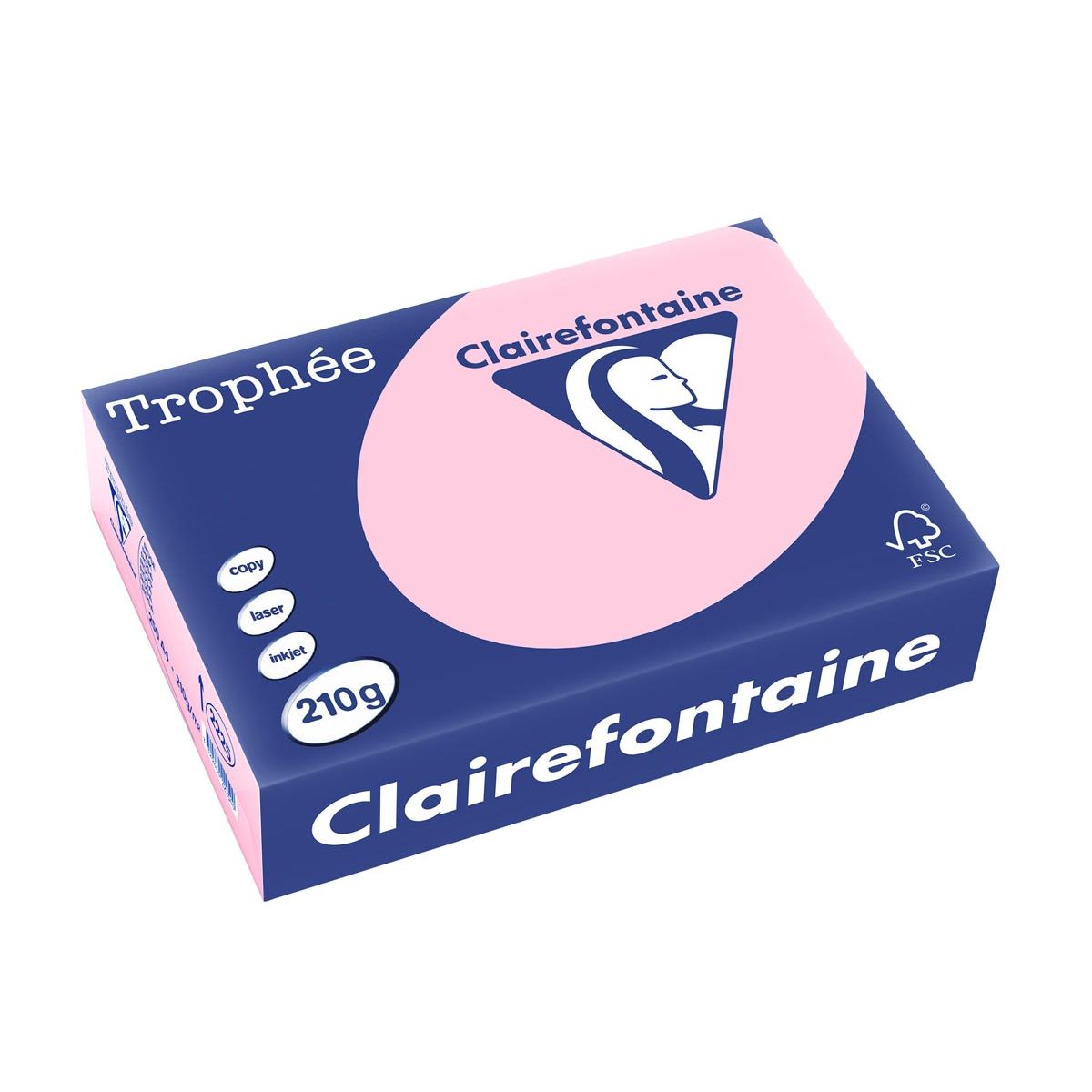 Clairefontaine - Trophée tel, farbiges Papier, A4, 210 g, 250 Blatt, rosa
