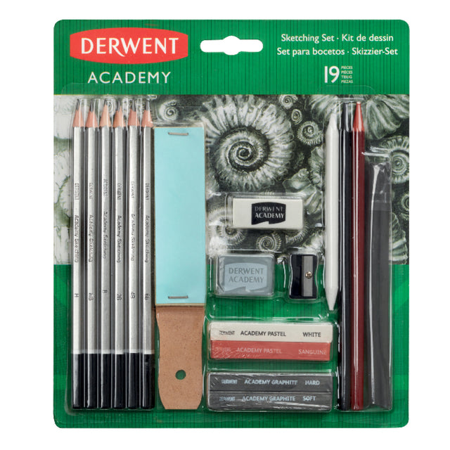 Derwent - Ensemble de croquis en graphite Academy 19 pièces | 10 pièces