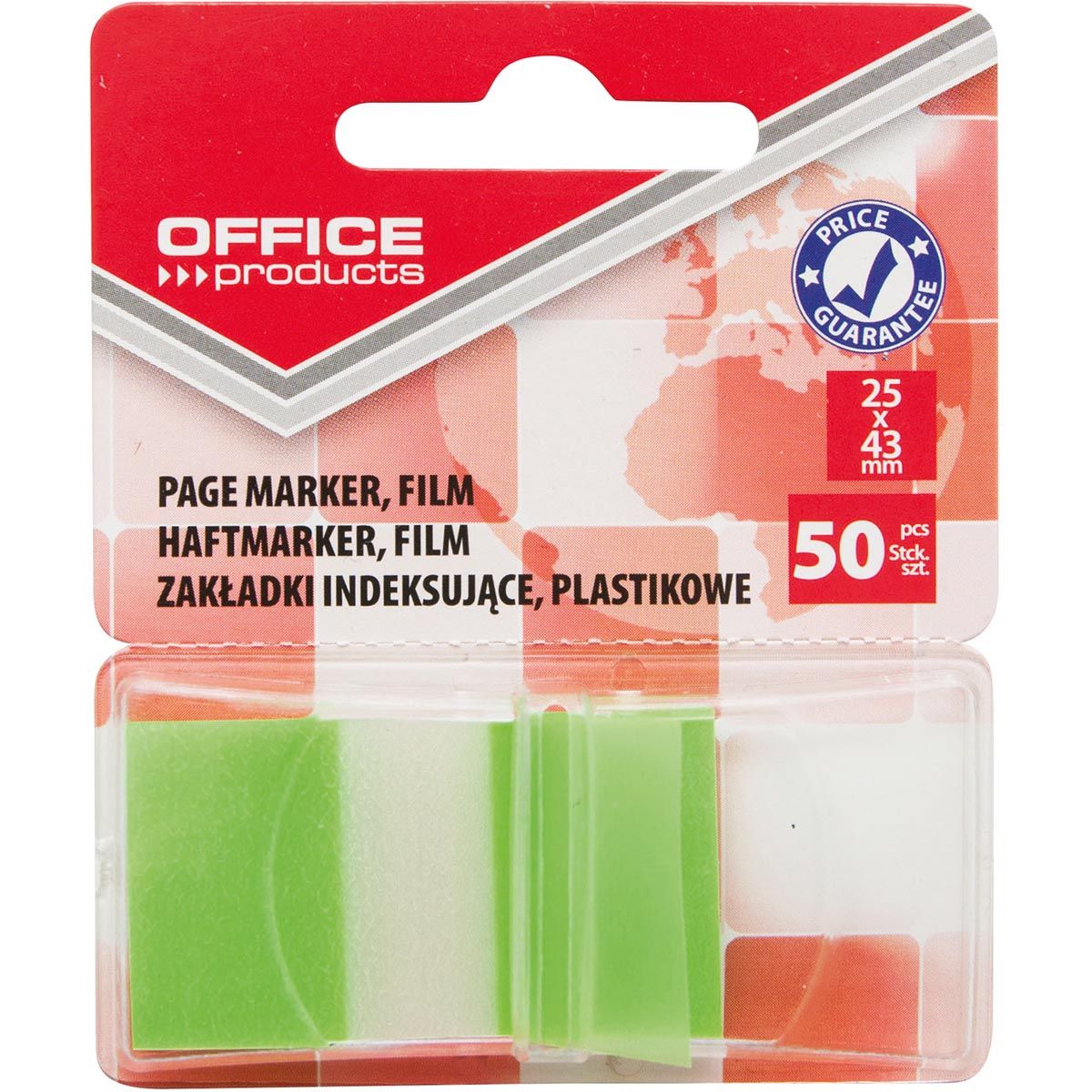 Office Products - index, 25 x 43 mm, blister van 50 tabs, groen