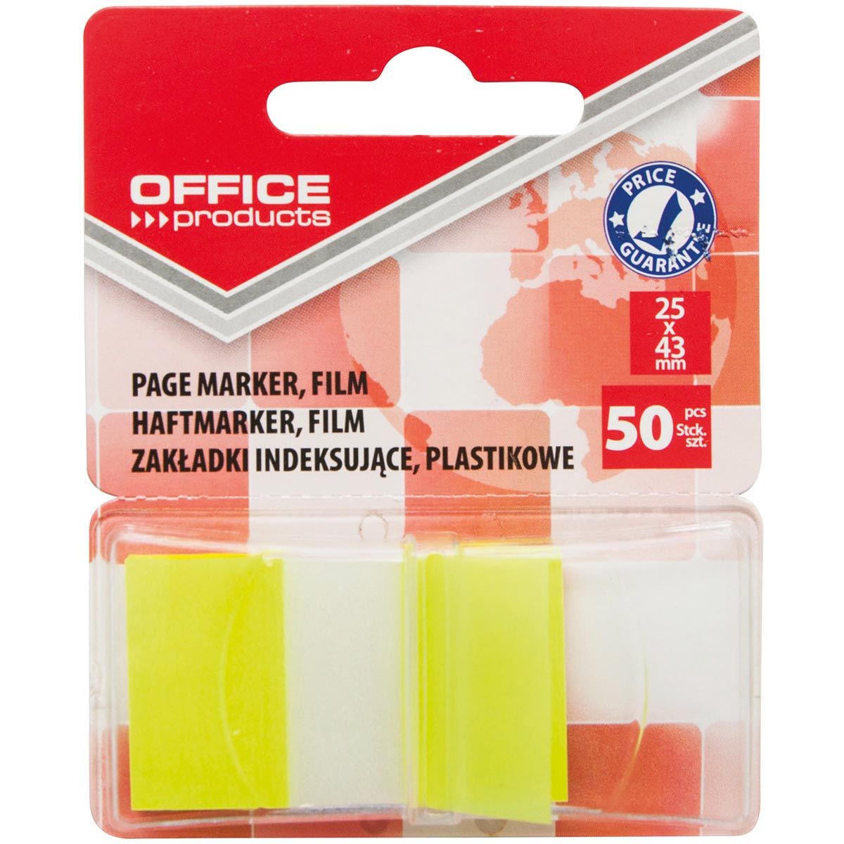 Office Products - index, 25 x 43 mm, blister van 50 tabs, geel