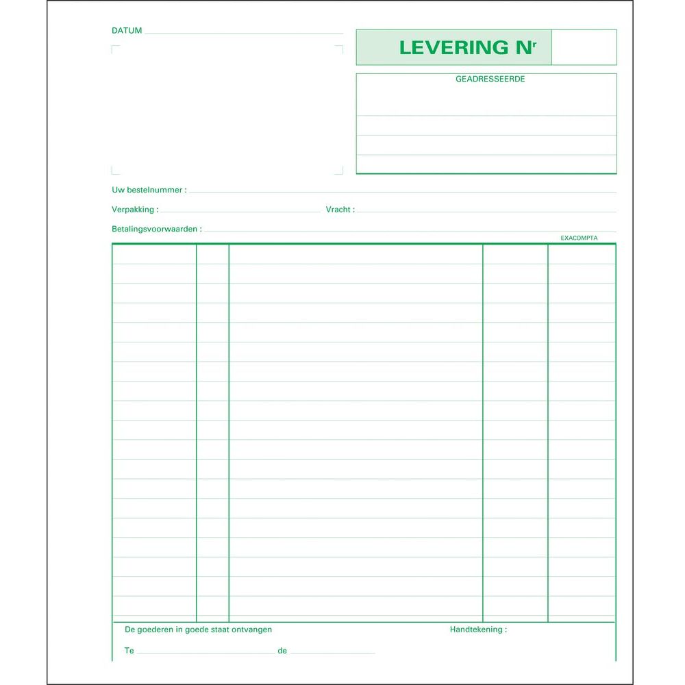 Exacompta - leveringen, ft 21 x 18 cm, tripli (50 x 3 vel), Nederlandstalig