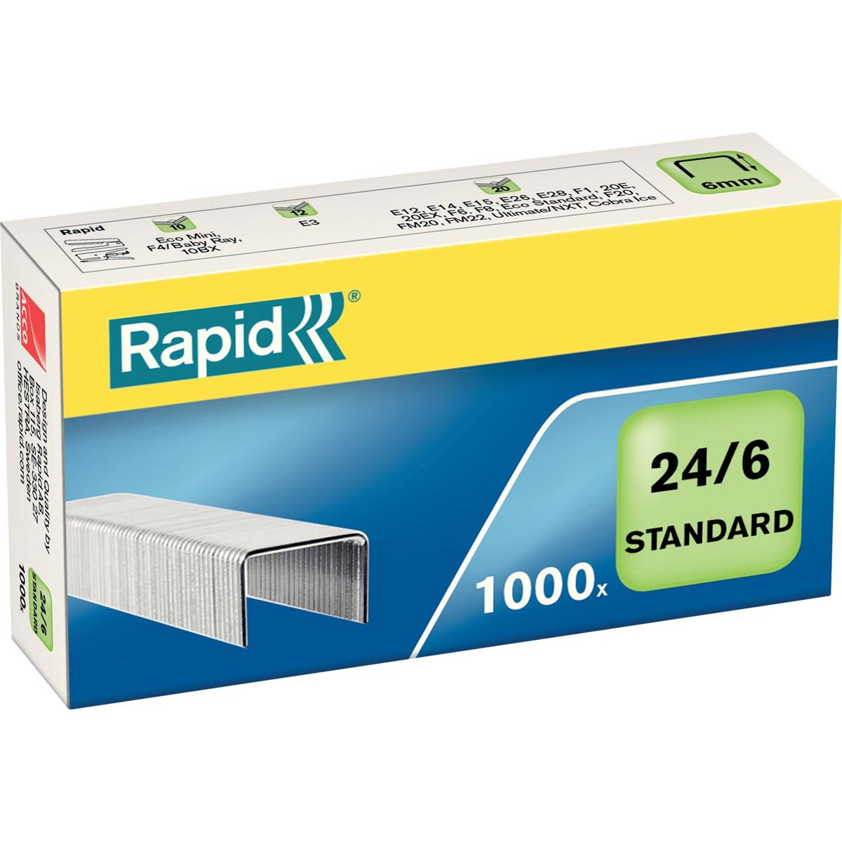 Rapid - Agrafes 24/6 galvanisées standard 1000 pièces