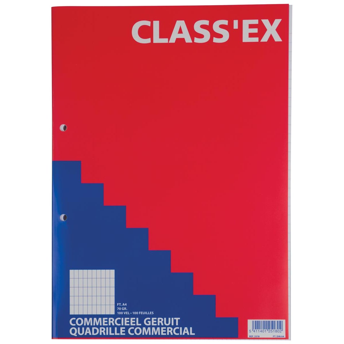 Classex - Bloc de cours Class'ex, à carreaux commerciaux, bloc de 100 feuilles