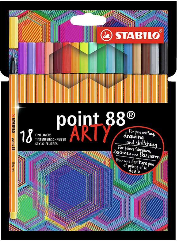 STABILO - Point 88 fineliner ARTY, etui van 18 stuks, assorti