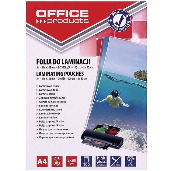 Produits de bureau - pochette de plastification ft A4, 160 microns (2 x 80 microns), paquet de 100 pièces