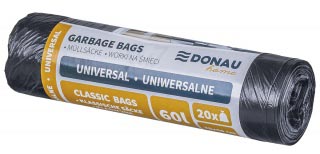 DONAU HOME - vuilniszak, 7 micron, ft 70 x 59 cm, 60 liter, zwart, pak van 20 stuks