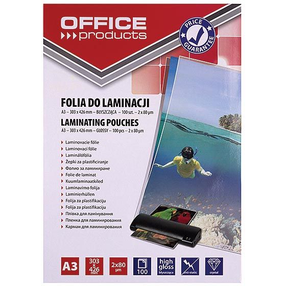 Produits de bureau - pochette de plastification ft A3, 160 microns (2 x 80 microns), paquet de 100 pièces