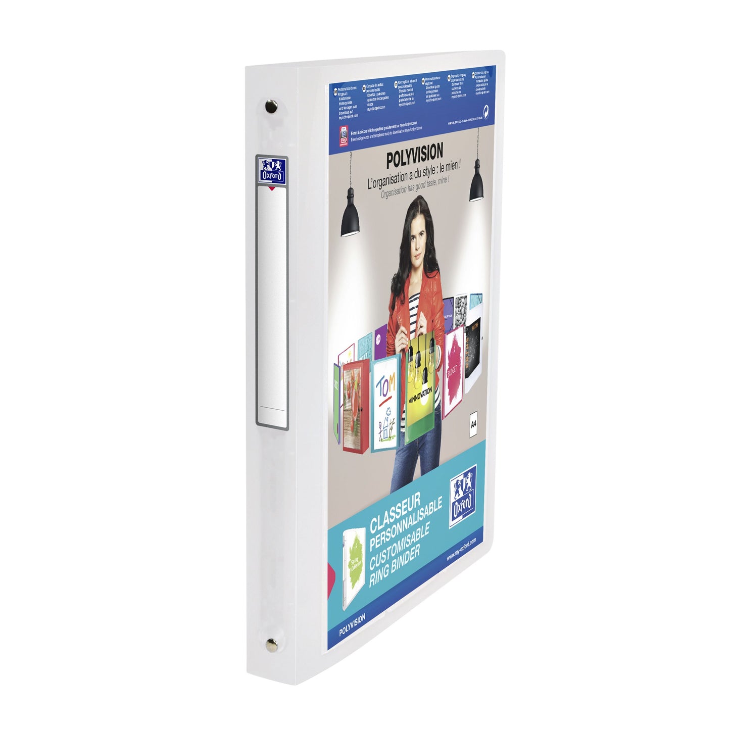 Oxford - Classeur de présentation Polyvision A4 4 anneaux O-mech dos 30 mm transparent | 12 pièces