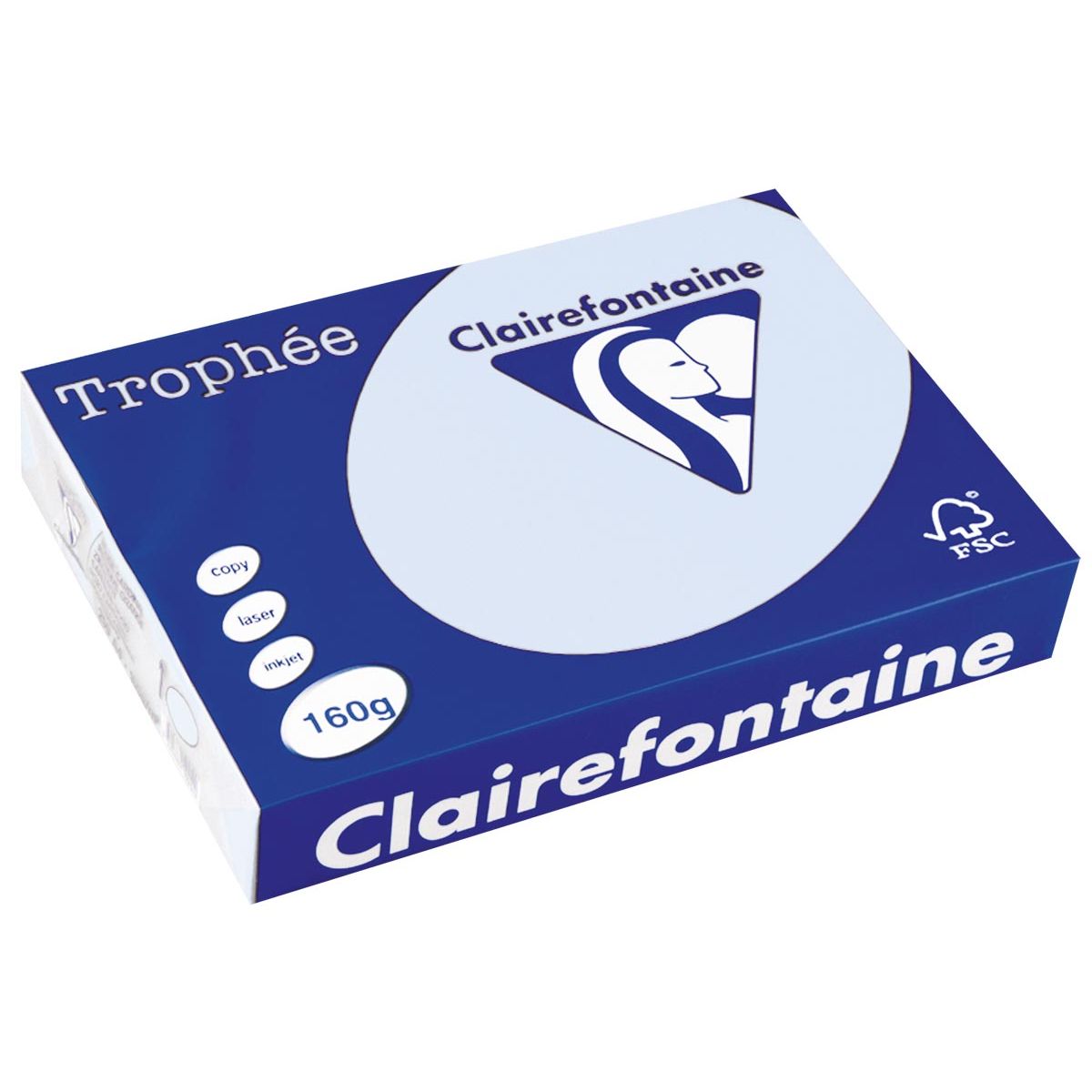 Clairefontaine - Trophée tel, papier coloré, A4, 160 g, 250 feuilles, bleu azur