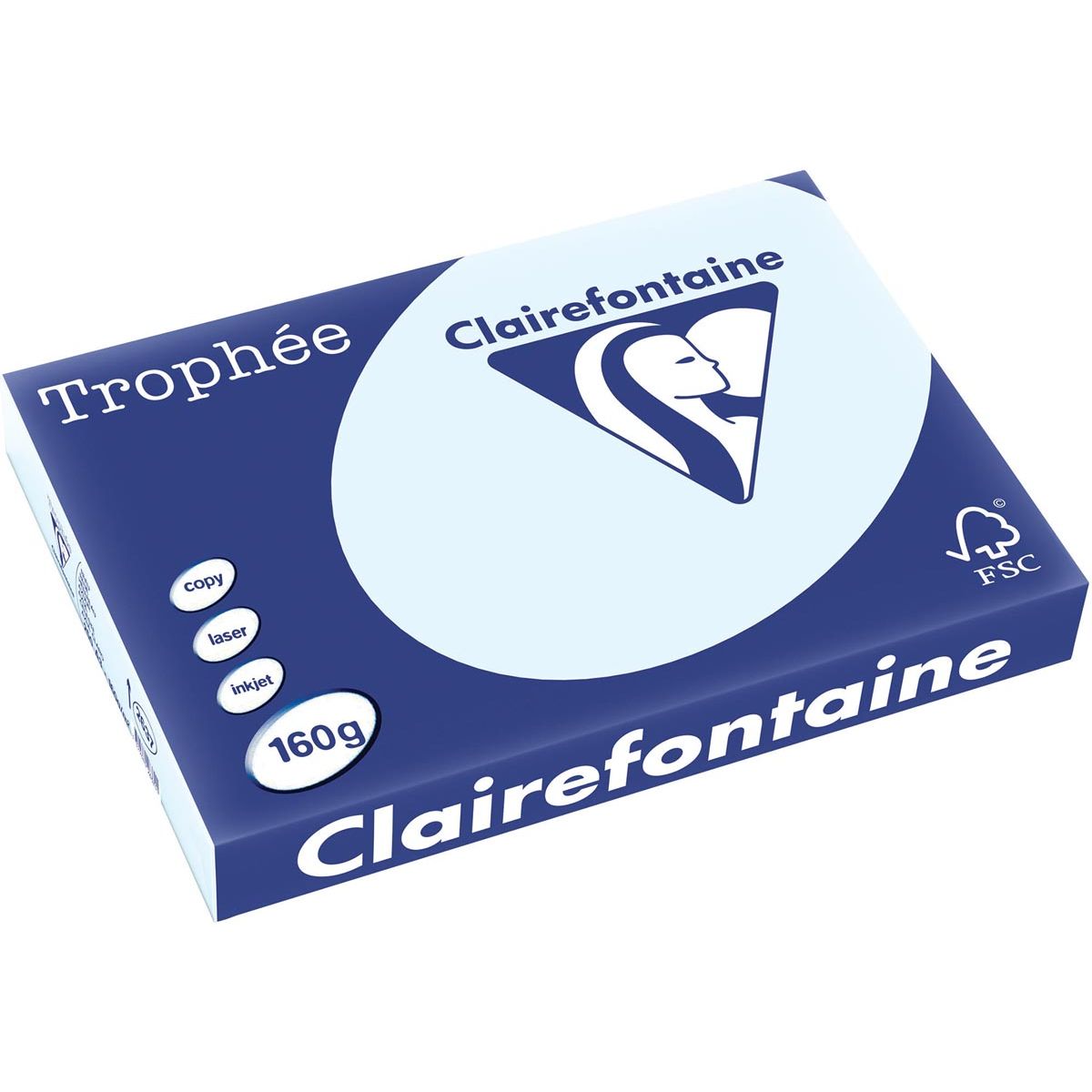 Clairefontaine - Trophée tel, papier coloré, A3, 160 g, 250 feuilles, bleu azur