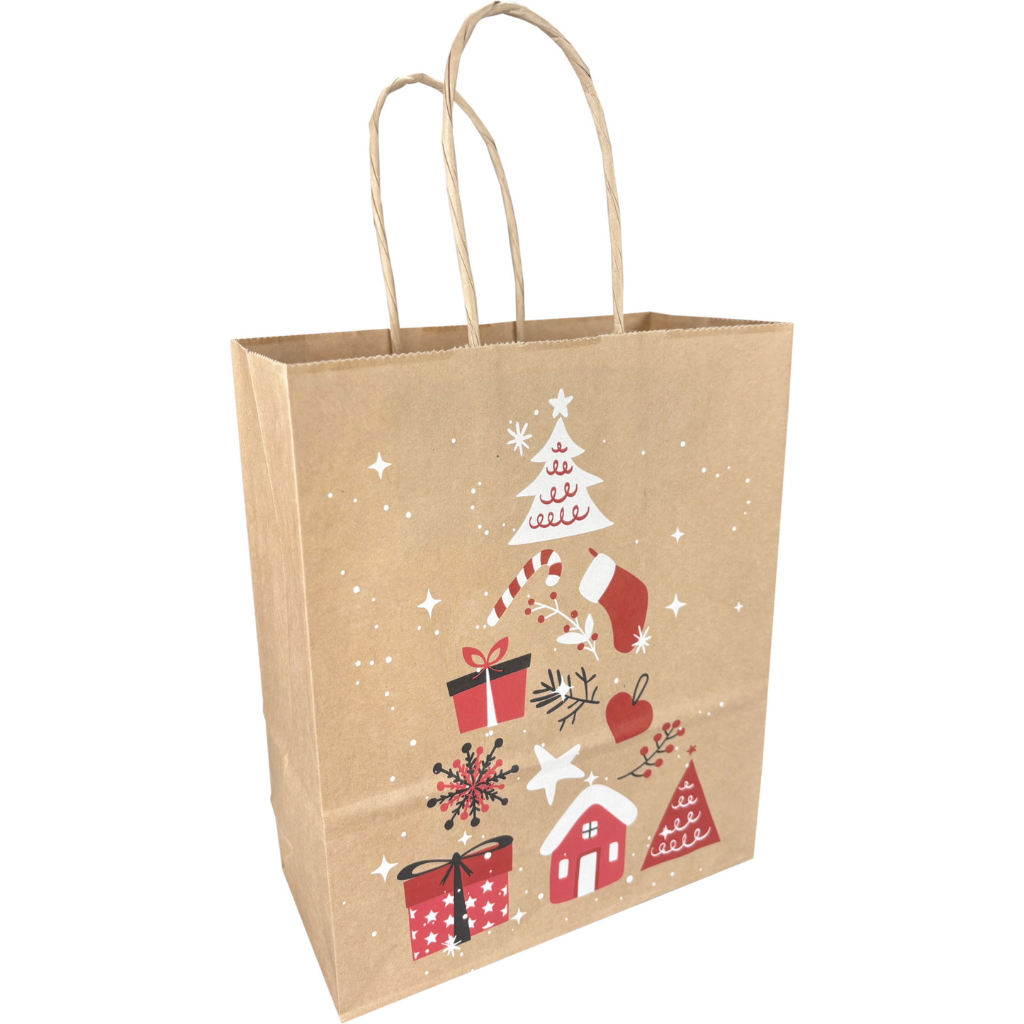 Klika - Tas | Boom | Papier | gedraaid papieren koord | 18x 8x22cm | draagtas | bruin/rood/wit/zwart | 300 stuks