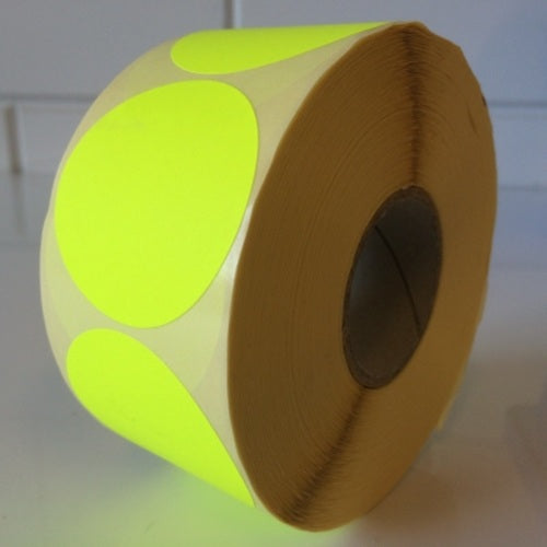 Klika - Etiket 50 mm rond fluor geel 1000 rol