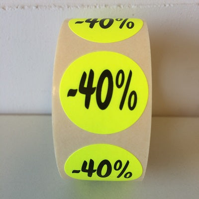 Klika - Etiquette jaune fluo 27mm -40% 500/rouleau 30 pièces