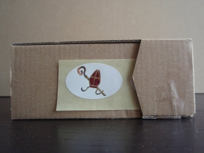 Klika - Etiket Sint/mijter wit/goud/rood ov38x24