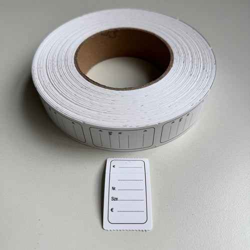 Klika - Hängeetiketten auf Rolle 30x50 mm bedruckt 1000