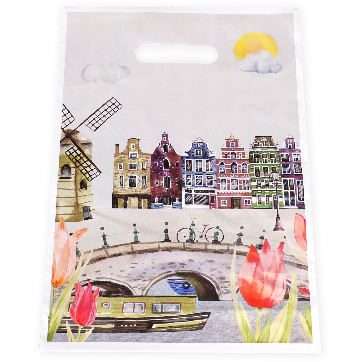 Klika - Tas | Tulp | Gerecycled LDPE | dKT | 27x37cm | bodemvouw 8cm | draagtas | 1000 stuks