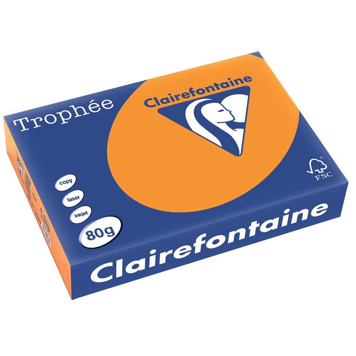 Clairefontaine - Trophée Intens, gekleurd papier, A4, 80 g, 500 vel, fluo oranje