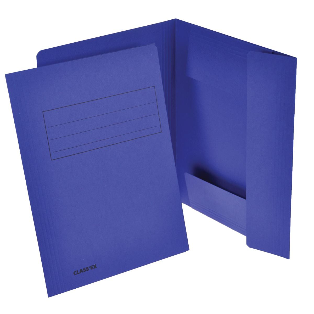 Classex - Chemise classeur Class'ex, 3 rabats, bleu foncé