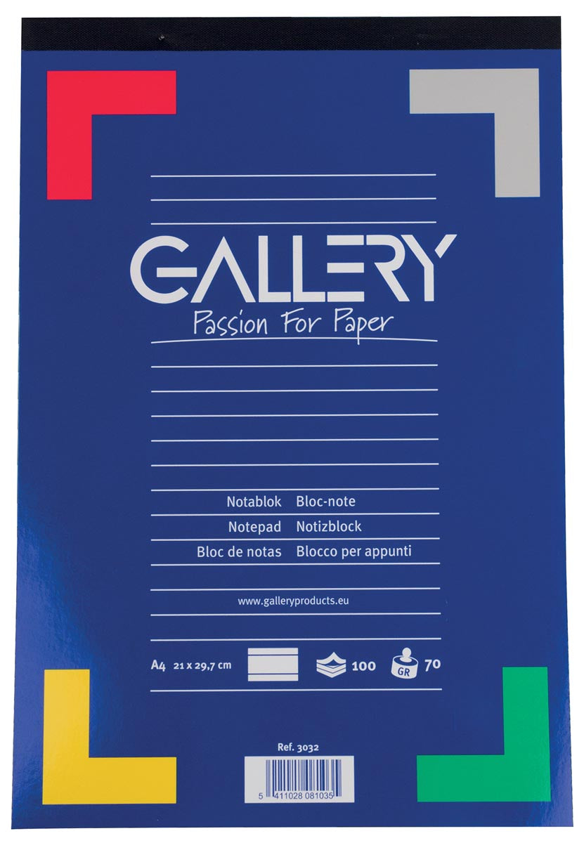 Gallery - bloc-notes, pi A4, ligné, bloc de 100 feuilles