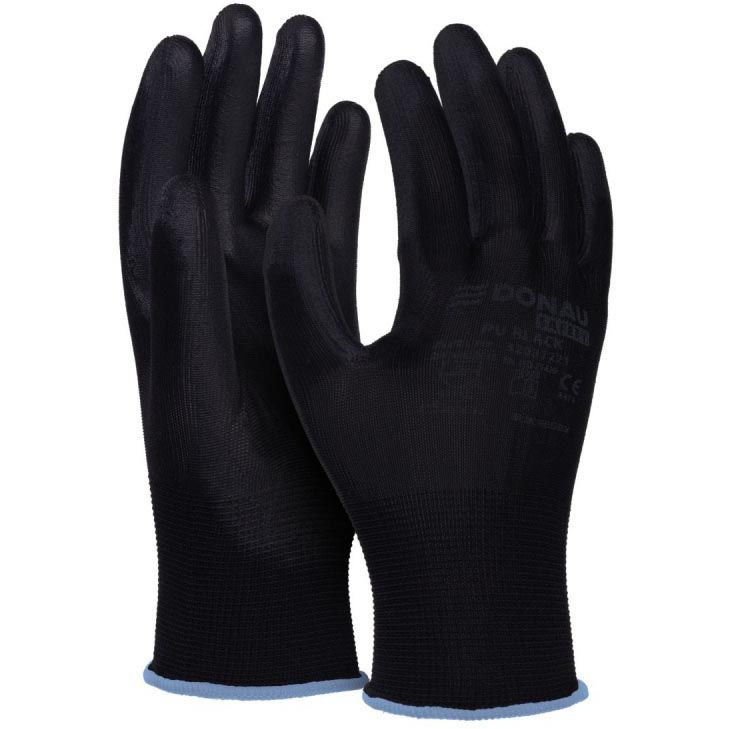 DONAU SAFETY - veiligheidshandschoenen PU, zwart, L, maat 9