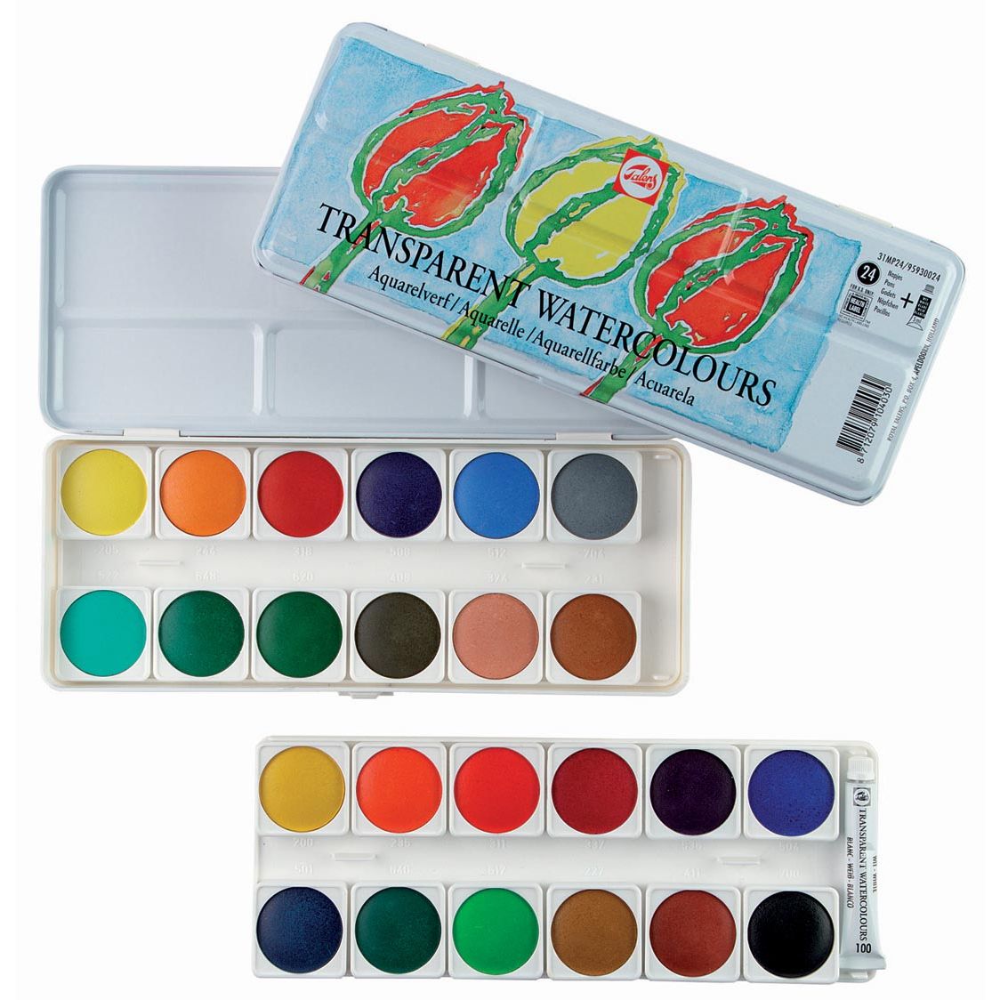 Talens - peinture aquarelle, coffret de 24 godets