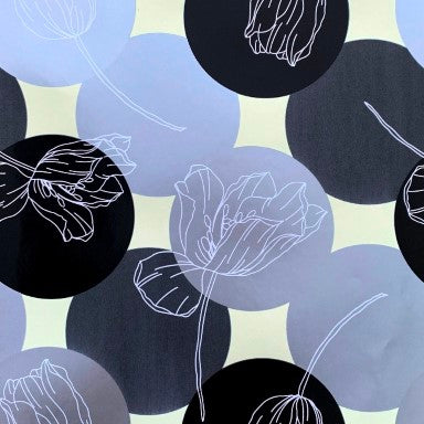 Klika - Papier cadeau Papier cadeau Fleurs blanches à pois noirs UV 30 cm