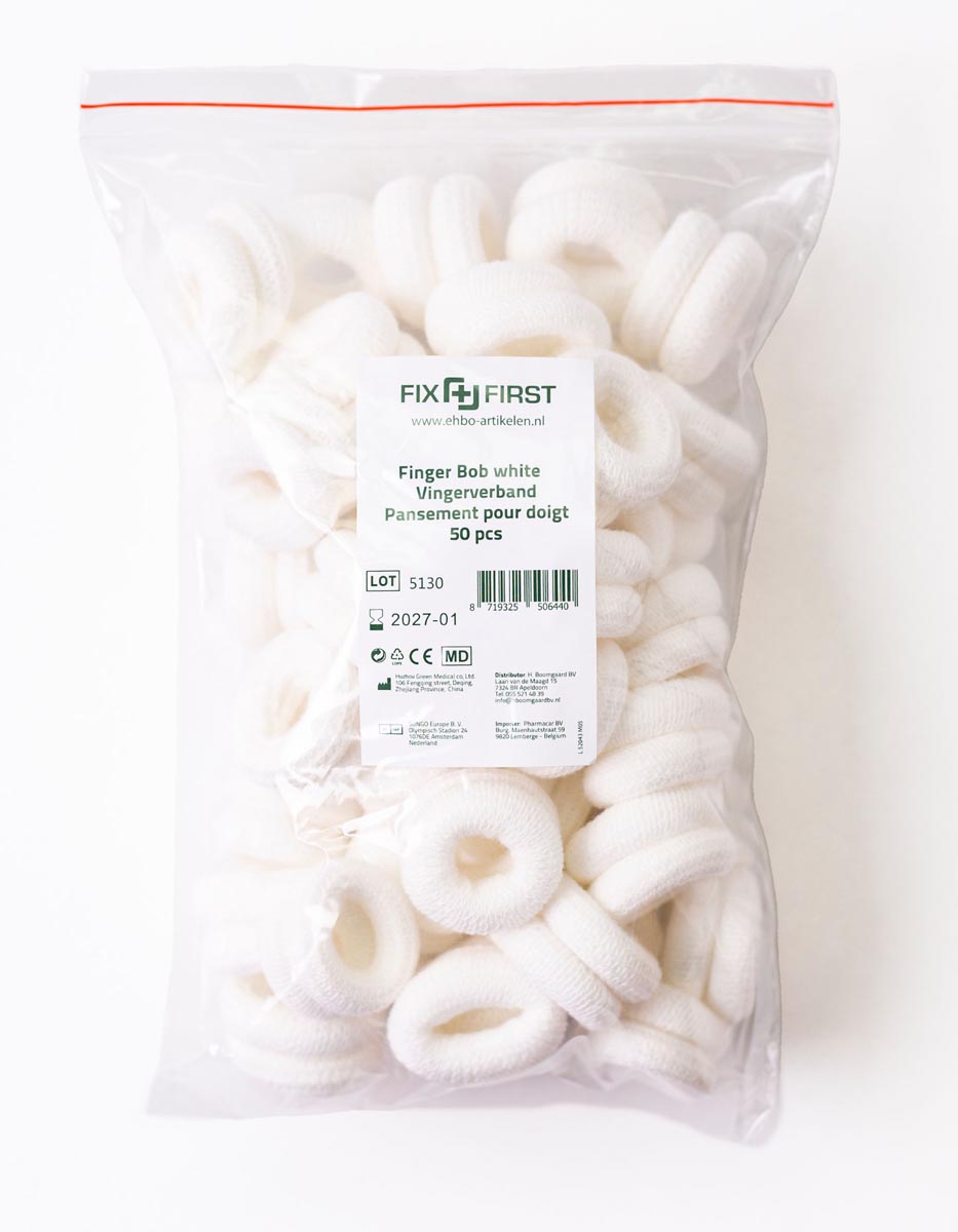 Fixfirst - vingerbobs, textiel, wit, pak van 50 stuks