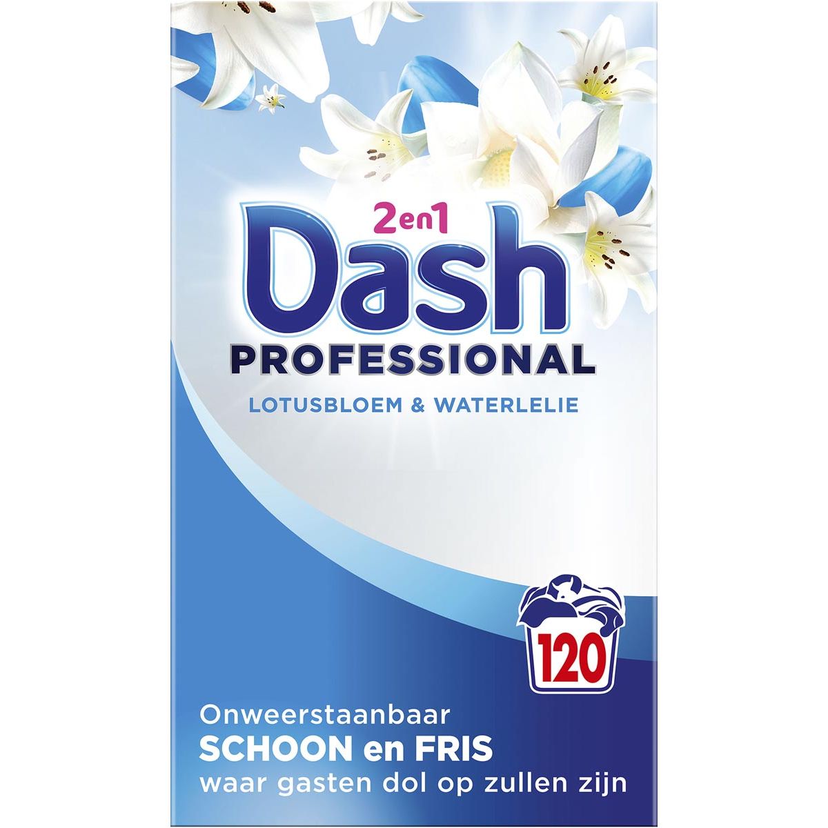 Dash - h Professional 2 in 1 Formula Lotusbloem Waterlelie waspoeder, doos van 6,6 kg, 120 wasbeurten