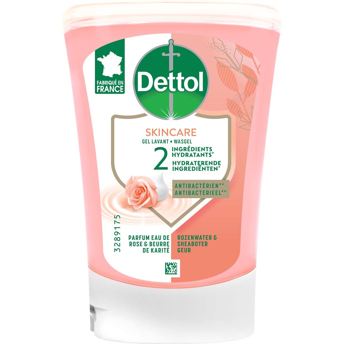 Dettol - savon pour les mains sans contact Nourish, eau de rose et beurre de karité, recharge de 250 ml