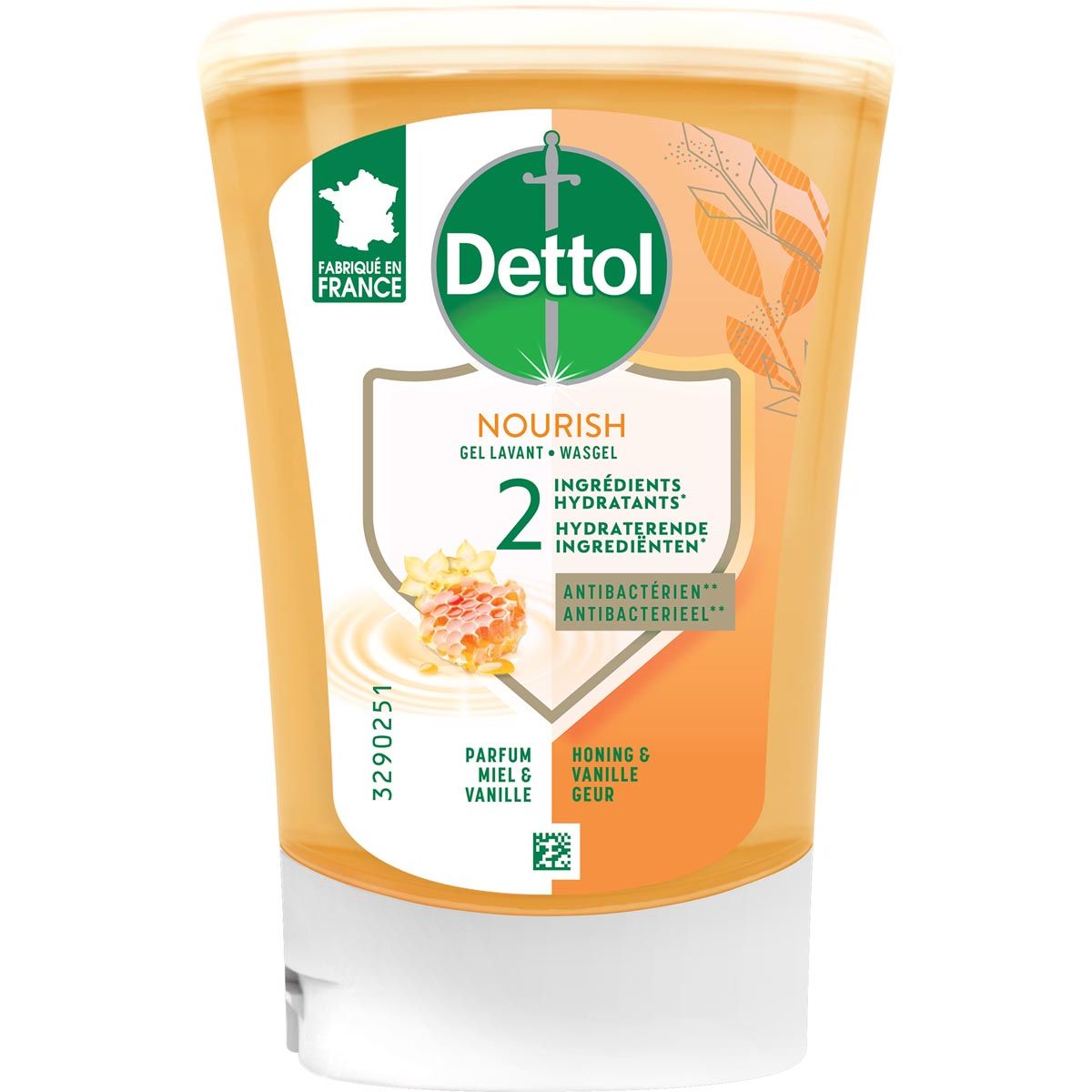 Dettol - savon pour les mains sans contact Soin supplémentaire, miel et vanille, recharge de 250 ml