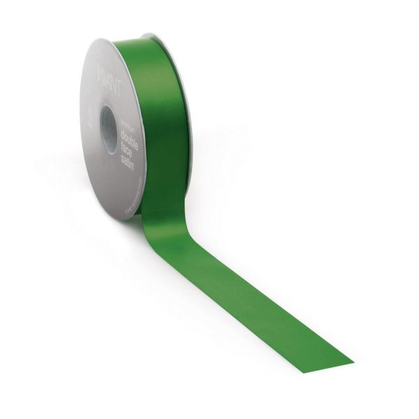 Ruban satin PREMIUM Double face 25mm x 25 mètres émeraude/vert