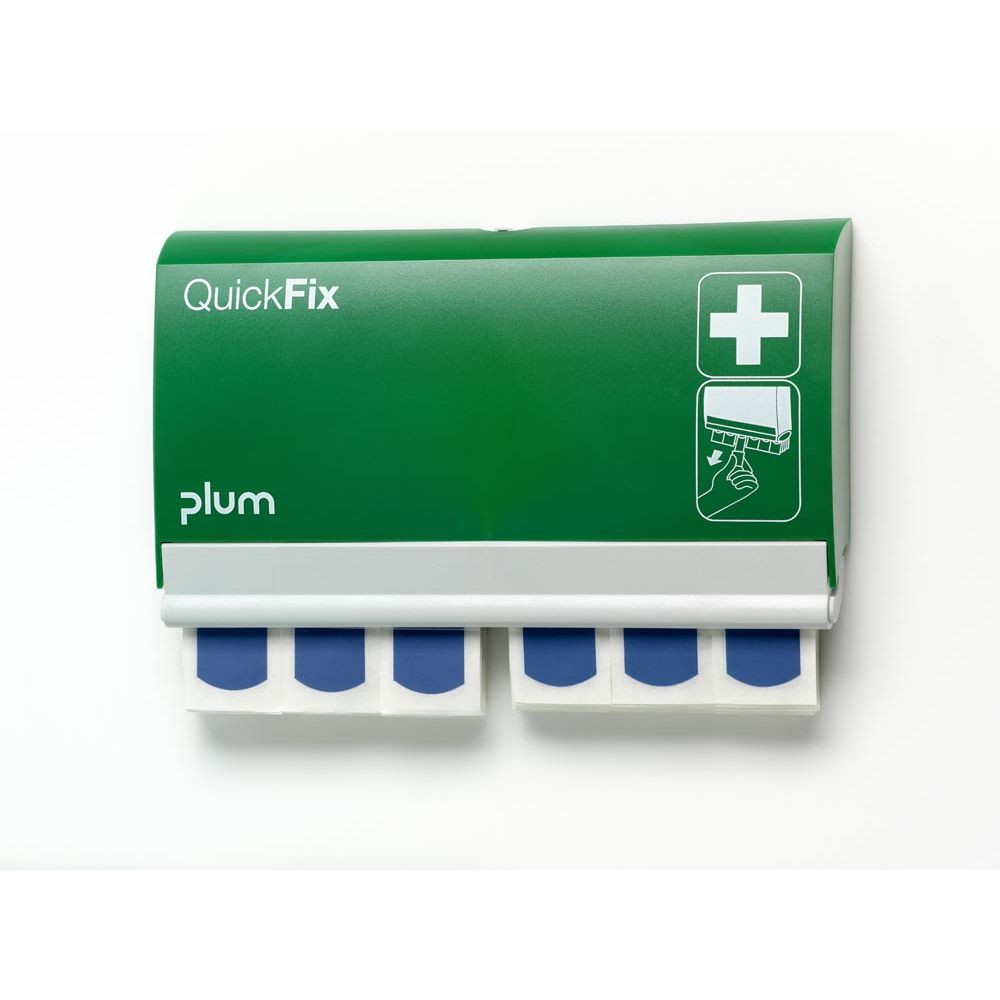 Plum - Distributeur de pansements QuickFix, comprenant 2 x 45 pansements bleus détectables