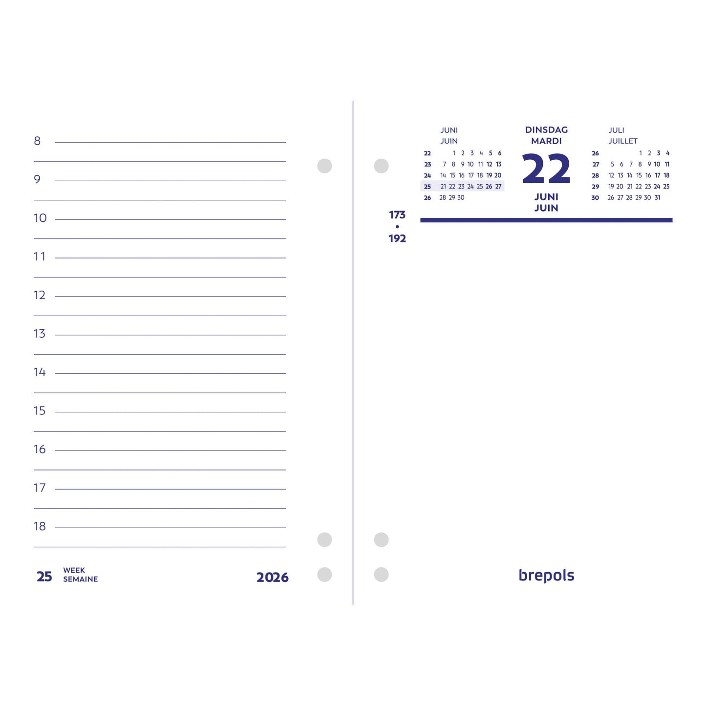 Brepols - Omlegblok 2027 1d/2p universele ponsing