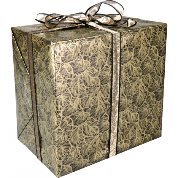 Leafs - Cadeaupapier 30cm 200m 80gr/m Leaves zwart goud