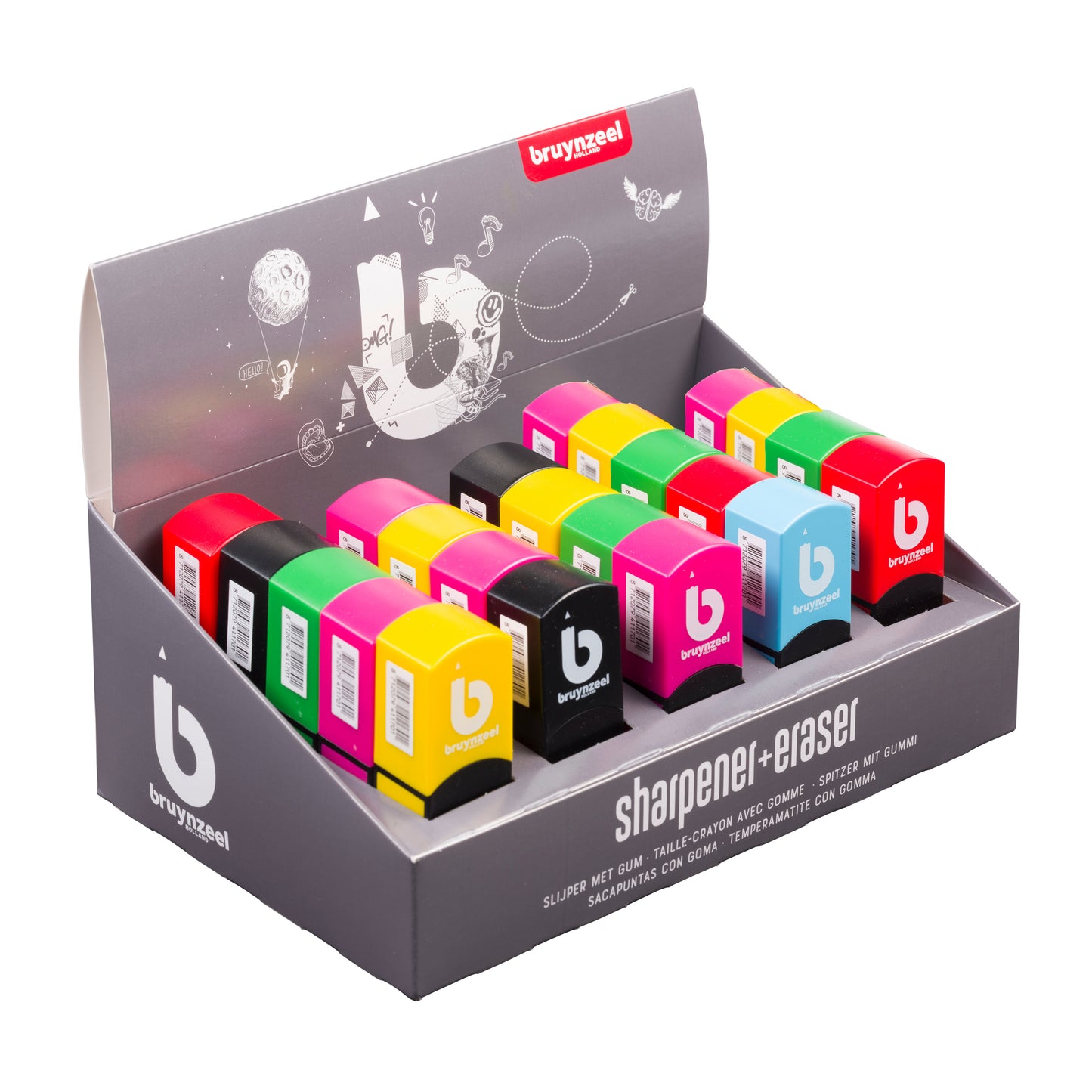Bruynzeel - Taille-crayon/gomme Teens assortis