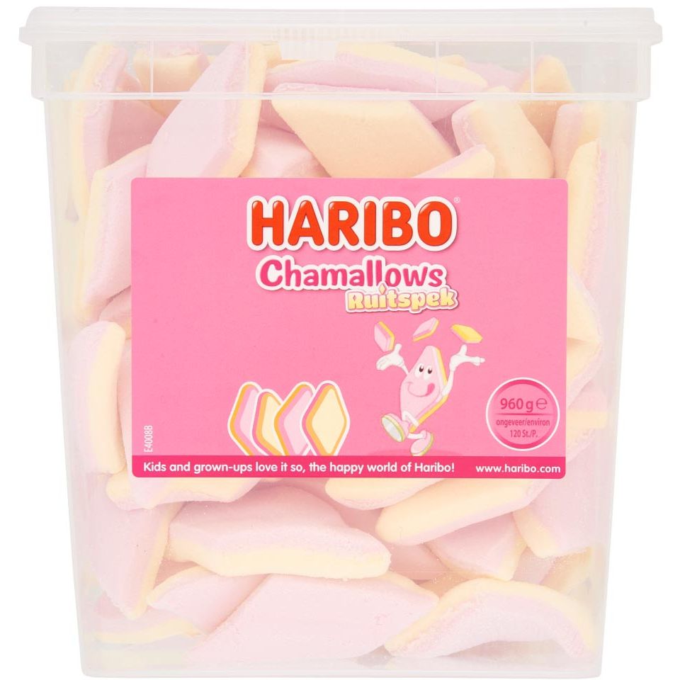 Haribo - Chamallows Ruitspek, pot van 120 stuks