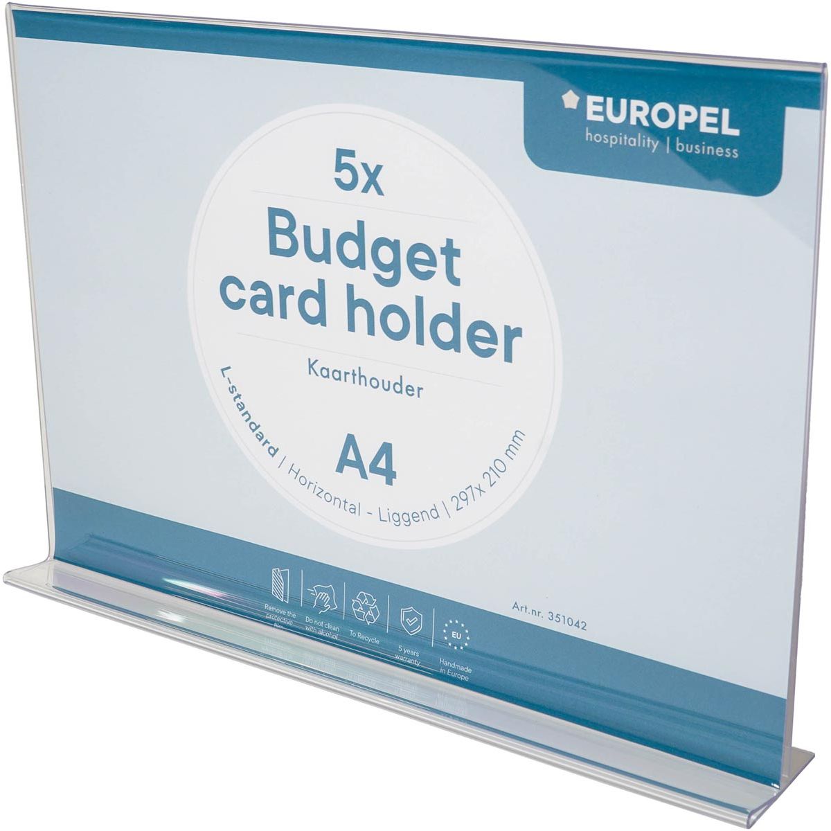 Europel - pel folderhouder , met T-voet, ft A4, liggend, pak van 5 stuks