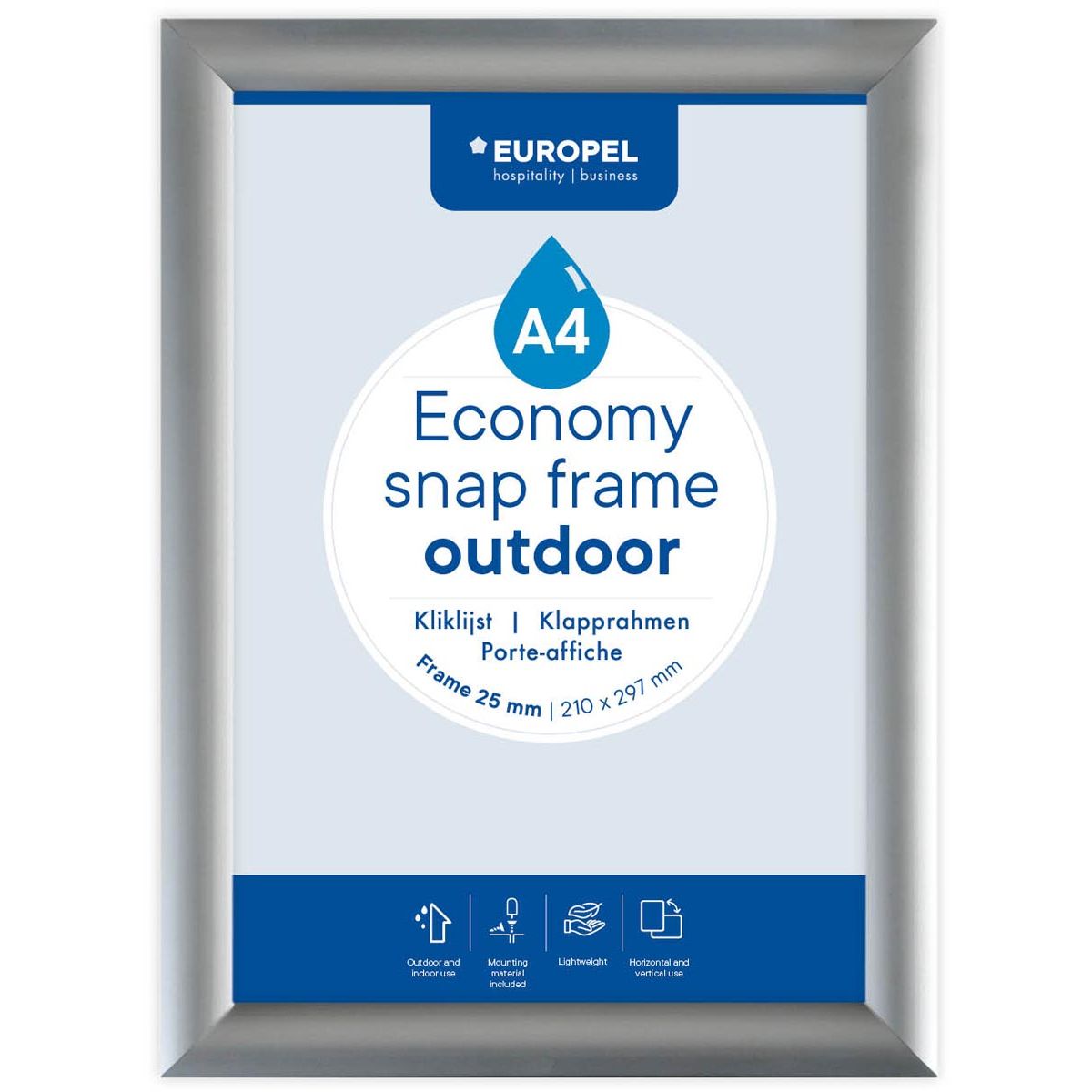 Europel - pel clicklijst Economy, waterdicht, 25 mm, ft A4, zilver