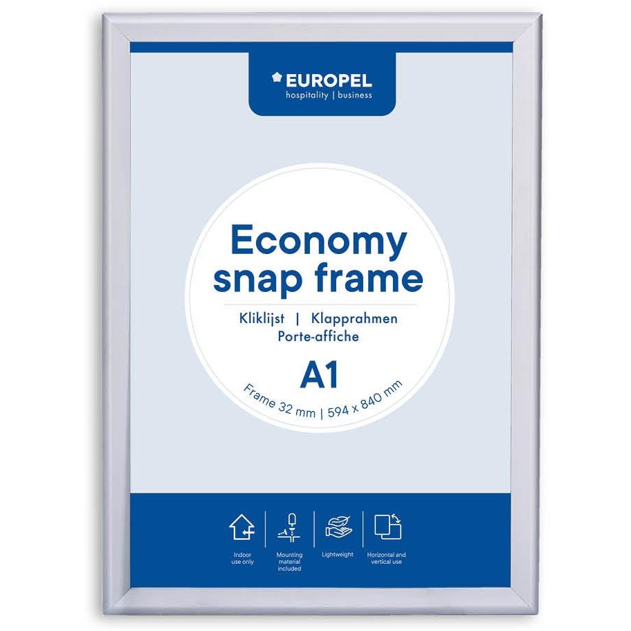 Europel - pel Clicklijst Economy, lijst 32 mm, ft A1, zilver