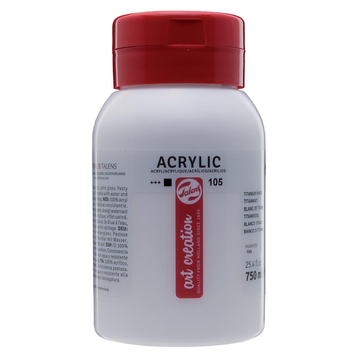 Talens Art Creation - Peinture acrylique Art Creation flacon de 750 ml, blanc de titane