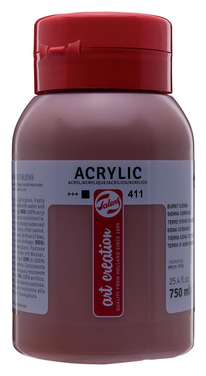 Talens Art Creation - Peinture acrylique Art Creation flacon de 750 ml, terre de sienne brûlée